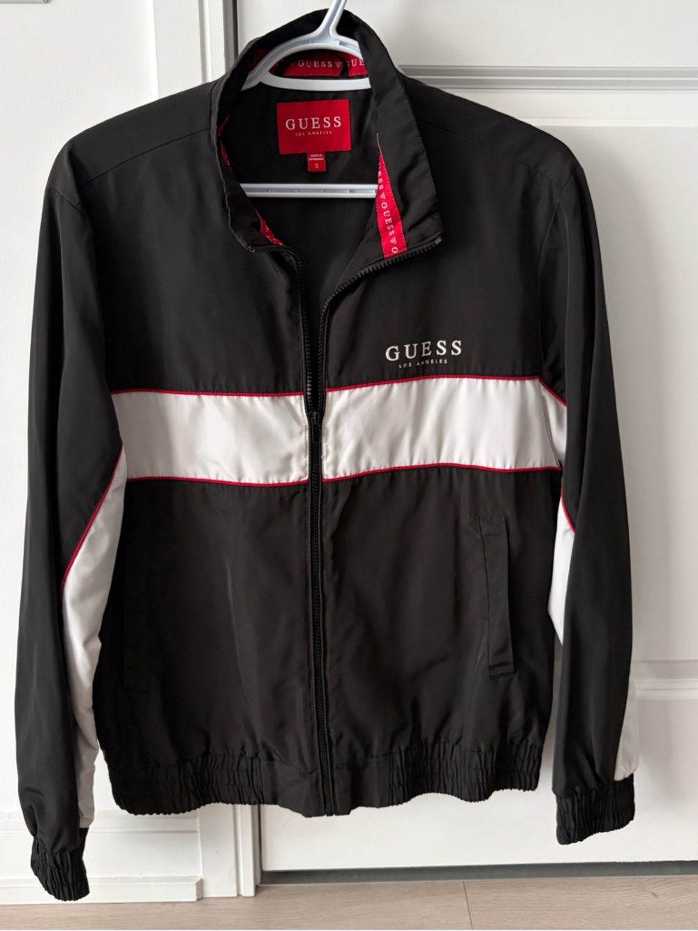 GUESS Black, White & Red Windbreaker Jacket